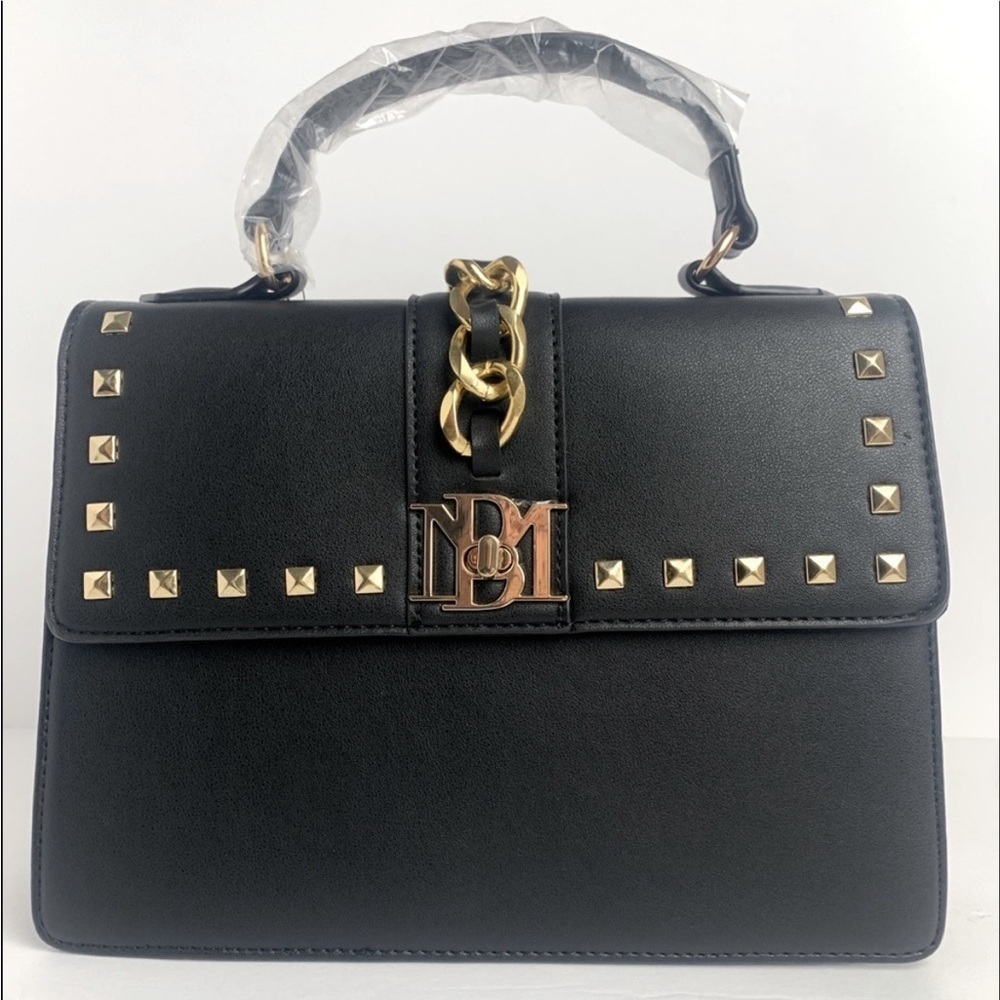 NEW Badgley Mischka Crossbody Shoulder Purse Vegan Classic Career Chain Detail